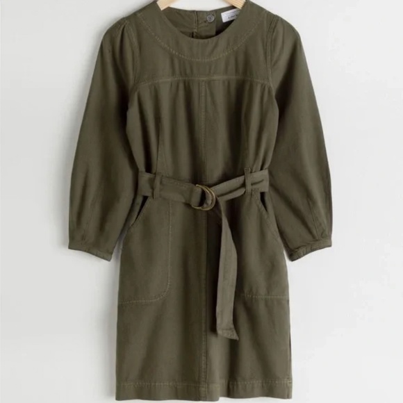 & Other Stories, Belted Khaki Dress, Size 4, NWT - Picture 2 of 4